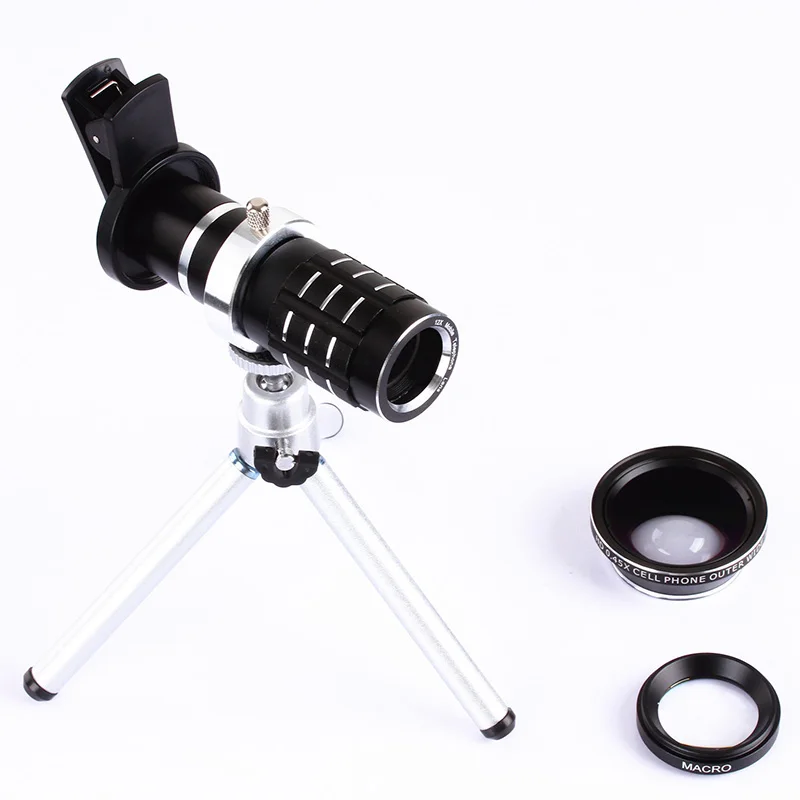 

1Pcs Universal 3 in 1 12X telephoto Telescope lens+0.45X Wide-angel+15X Macro lens camera mobile phone For Samsung s6 s7 edge