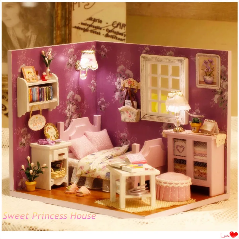 

DIY Dollhouse Handmade Miniature Lovely Dreaming Assemble Kit With LED Light Sweet Sunshine Doll House Birthday Gift For Girls