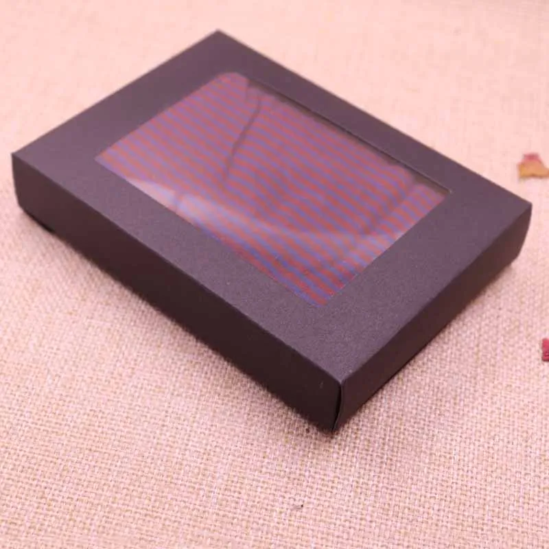 

Ivory /Black /White / Kraft paper gift box package with clear pvc window candy favors arts&krafts display package box 10pcs
