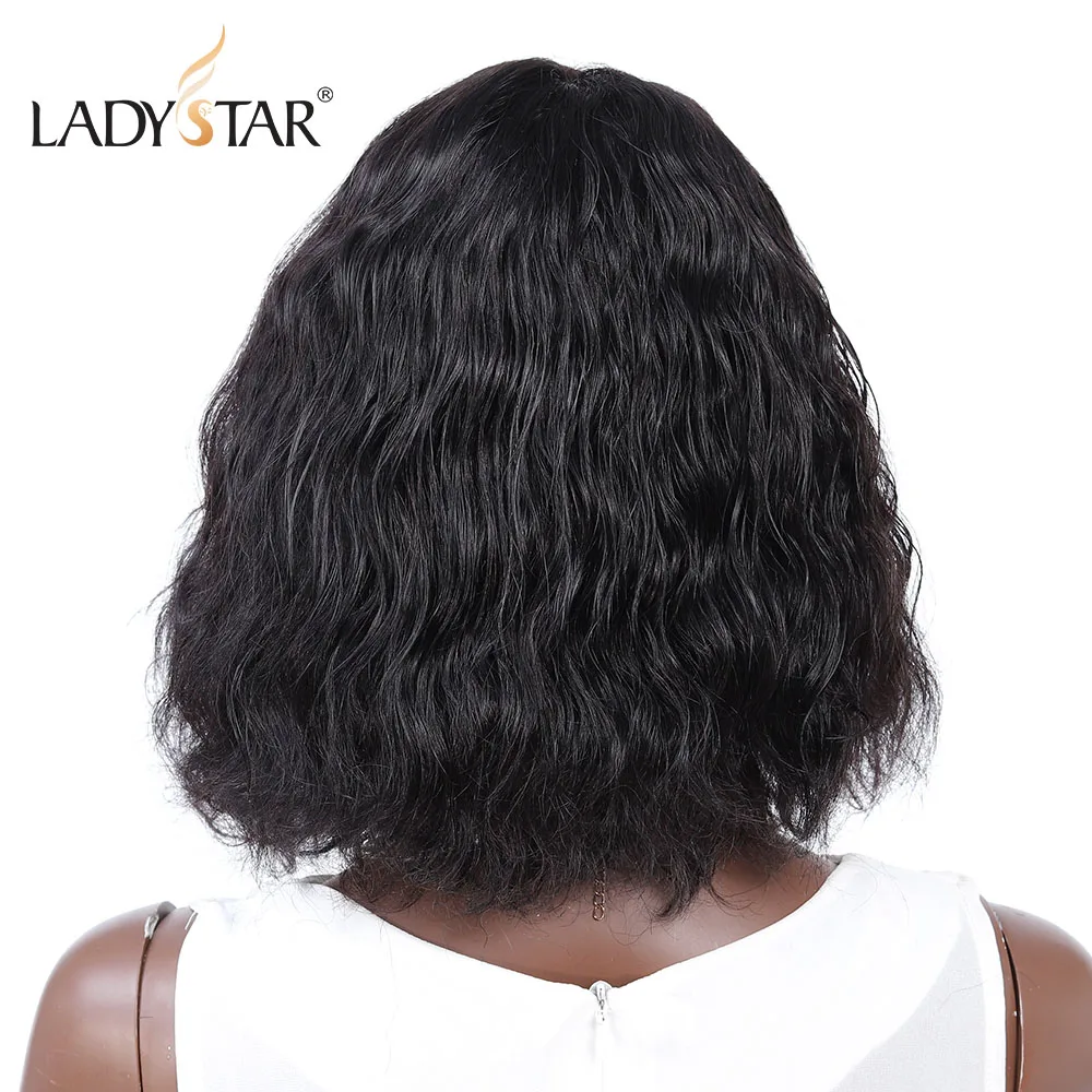 Продукты для волос LADYSTAR T-Форма LaceWigs предварительно вырезанные с бразильские человеческие волосы волнистые человеческие волосы 180 плотность синтетические волосы парик