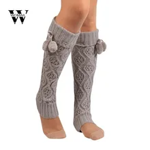 Лидер продаж; рождественские женские зимние теплые вязаные гетры со стразами и двойным шариком; вязаные длинные носки; Dec 4