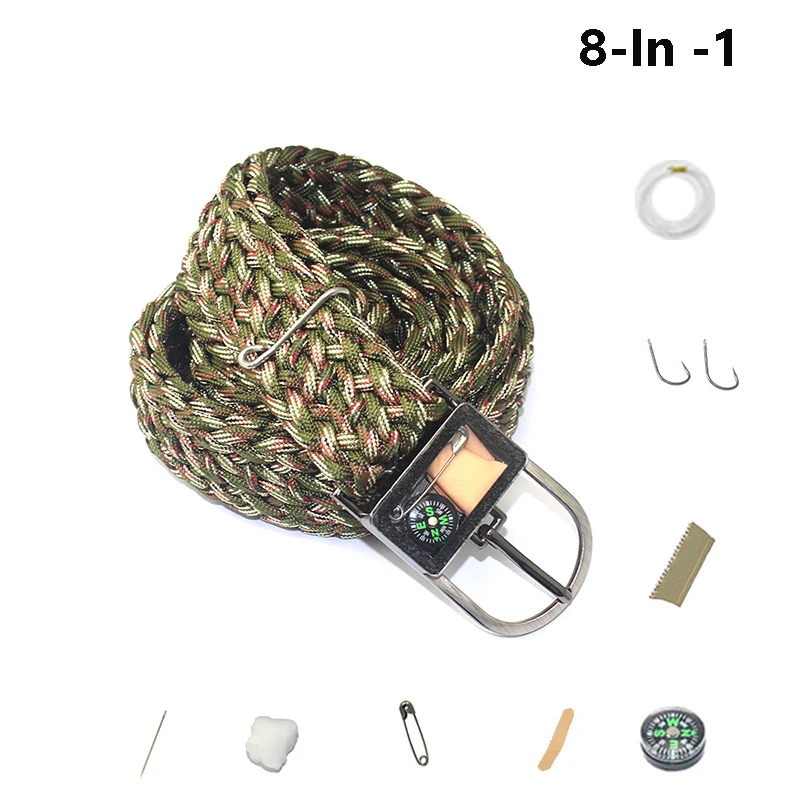

Multi-functional Tactical Belt First Aid Portable for Survive Outdoor Sports Home SOS Emergency Rescue Paracord 8-in-1 Set rope