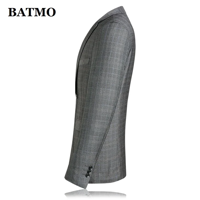 BATMO Новое поступление весенние высококачественные повседневные мужские блейзеры в клетку, мужские костюмы, мужские повседневные куртки для мужчин, большие размеры 1909