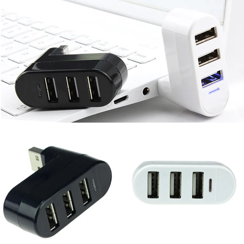 

mokingtop 3 Ports Hub USB 2.0 Mini Rotate Splitter Adapter for PC Notebook Laptop rotated 180 degrees high data transfer rate 25