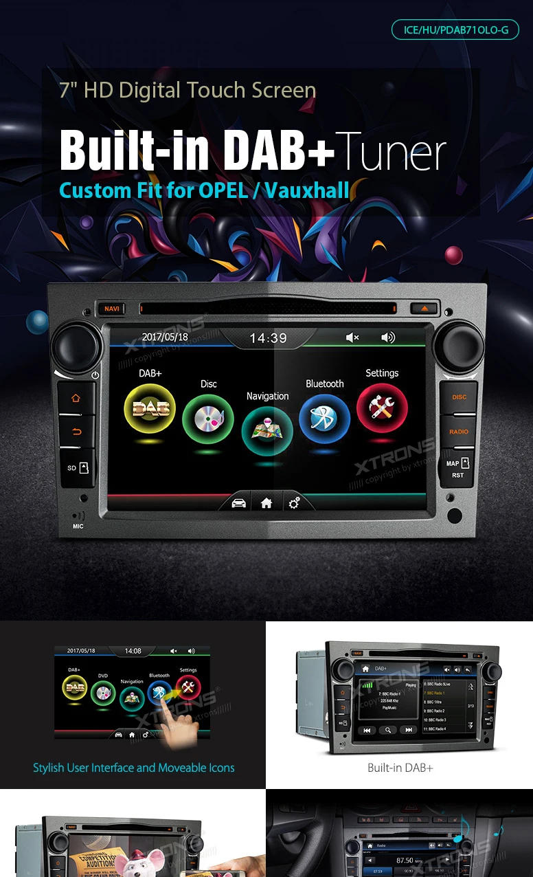 Discount 7" Car DVD for Opel/Vauxhall Zafira 2005-2012 & Vivaro 2006-2010 & Vectra 2005-2008 with Built-in Vehicle Standard DAB+ Module 1
