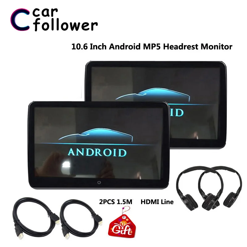 10.6 Inch Car Headrest Monitor Android 6.0 1920*1080 HD 1080P Video IPS