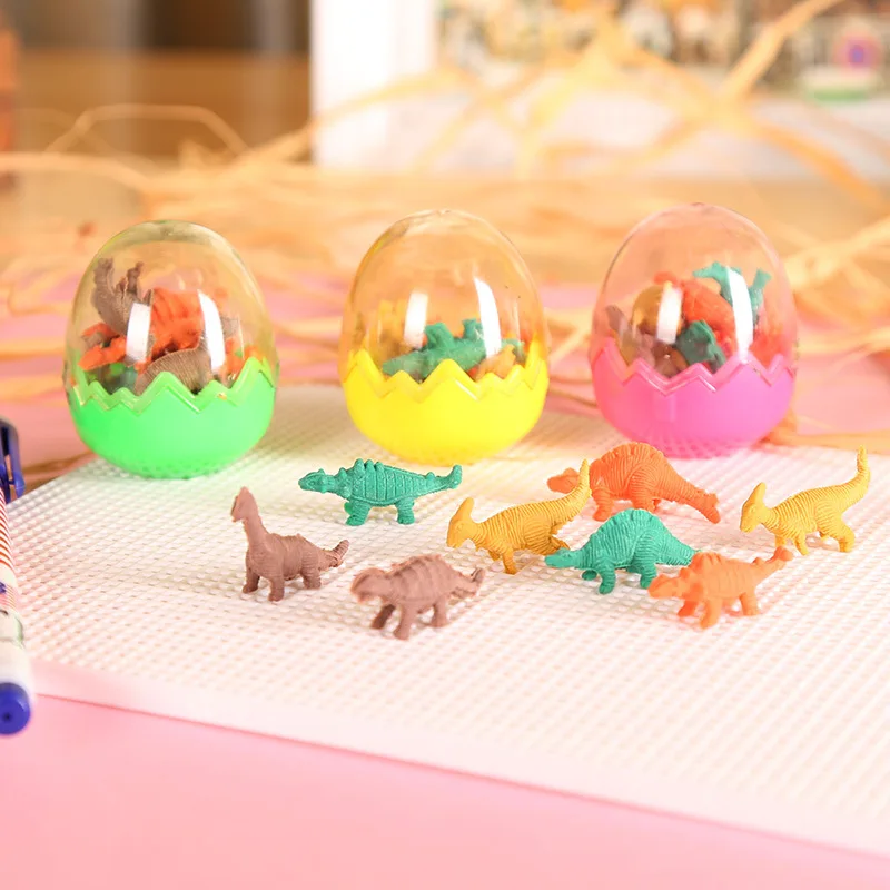 8Pcs Mini Kawaii Dinosaur Egg Pencil Rubber Eraser Egg Stationery with Q0S9 