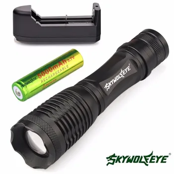 

skywolfeye Zoomable 4000 Lumen 5 Modes XML T6 LED Torch Lamp Light 18650&Charger 6.14