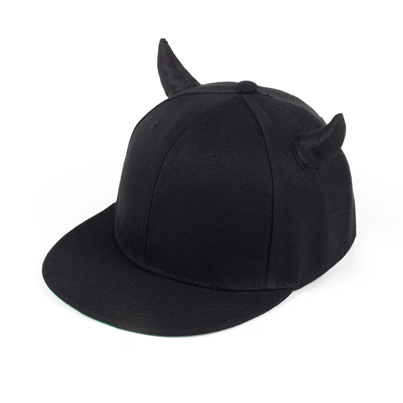 

black cotton adjustable baseball cap with Horns high quality snapback hat for women men fashion sun hat outdoor travel cap