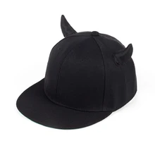 black cotton adjustable baseball cap with Horns high quality snapback hat for women men fashion sun hat outdoor travel cap winter men and women high quality labeling pure cotton baseball cap curved eaves fashion hat