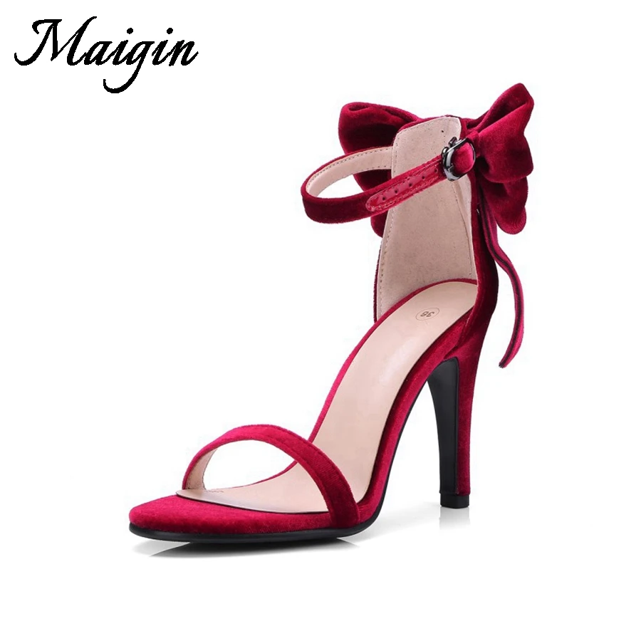 Maigin High Heels Wedding Sandals 2018 New Summer Red Shoes Women Butterfly-knot Ladies Sandals Open Toe Heels Woman Footwear