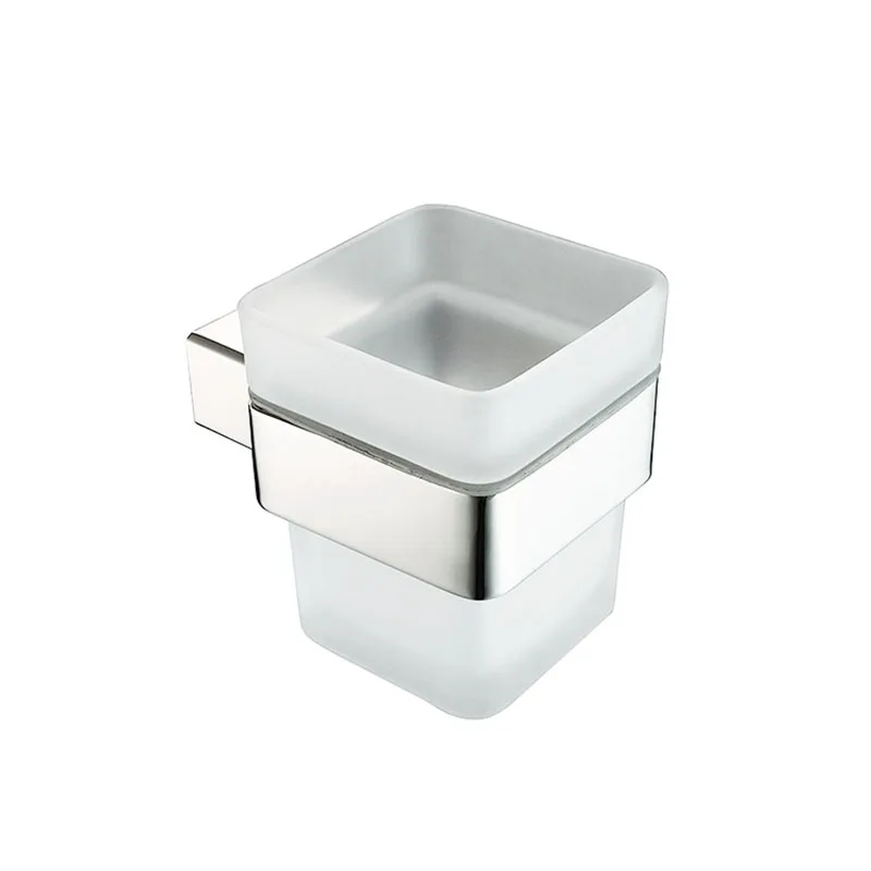 Зеркальный хромированный полированный набор из нержавеющей стали для ванной комнаты, полотенце для полотенец, вешалка для полотенец, держатель для бумаги, мыло, мыльница - Цвет: B135-9Toothbrush cup