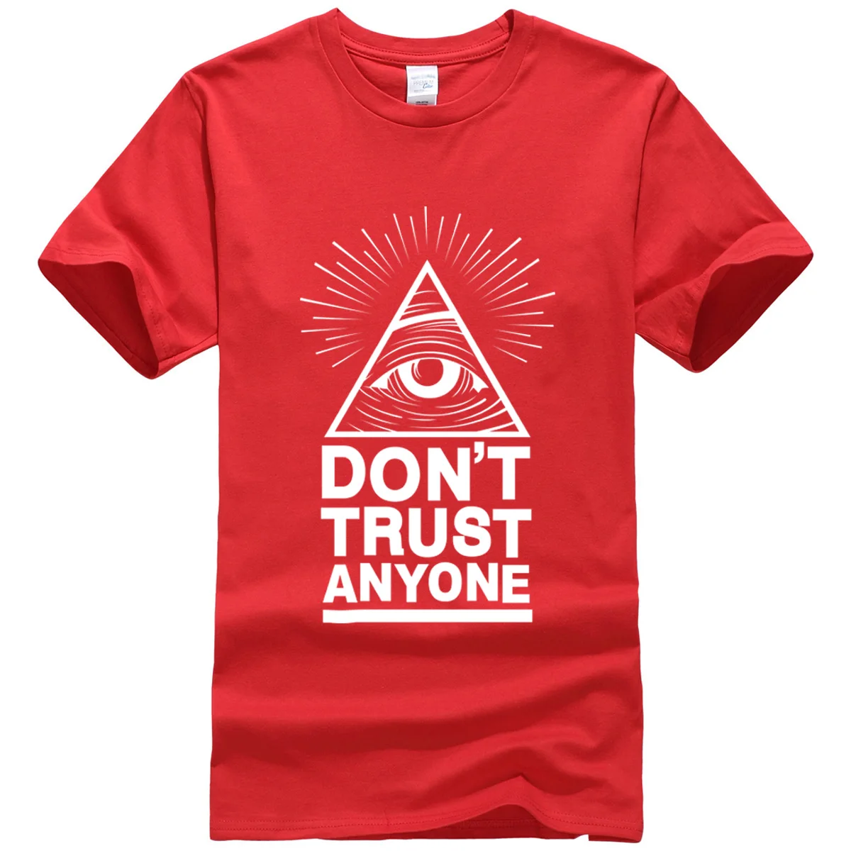 Лето, новинка, мужские футболки, Dont Trust Anyone Illuminati All Seeing Eye, футболка с буквенным принтом, Мужская футболка, повседневные топы, футболки - Цвет: red