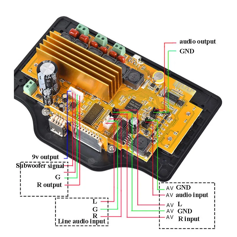 Lusya 4,3 дюймов LCD аудио Bluetooth приемник декодер MP4/MP5 видео декодирование DC12V 2,1 Плата усилителя 50 Вт* 2+ 100 Вт C6-002