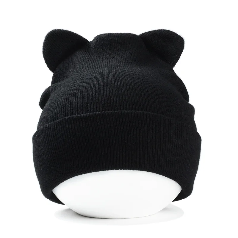 Minhui Cute Ears Cap Women Winter Beanie Hat Knit Gorro Touca Skullies Bonnet Women Winter Caps Hip Hop Hats Men Casual Beanies