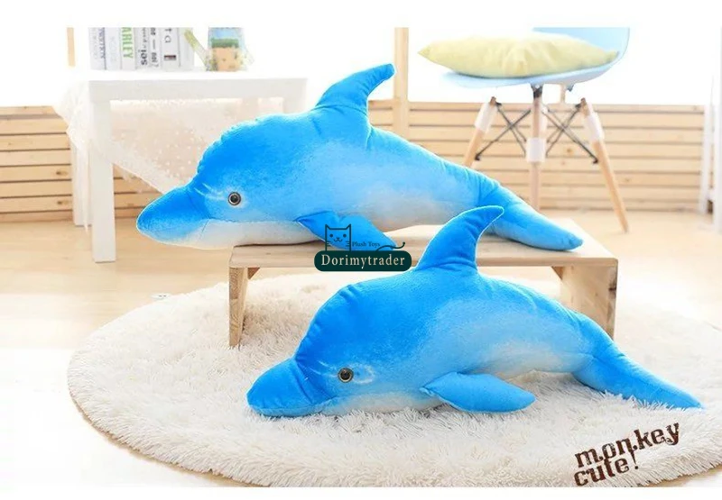 Dorimytrader NEW Lovely 120cm Big Simulated Animal Dolphin Plush Pillow Doll 47'' Soft Stuffed Blue Cartoon Dolphins Kids Play Toy DY60132 (11)