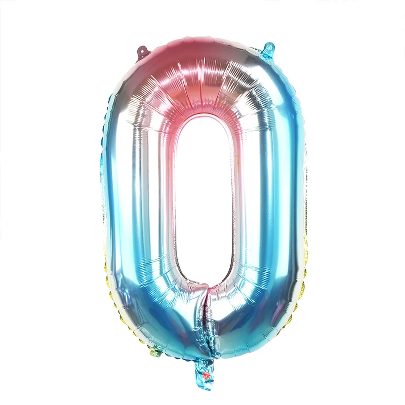 32 дюйма радуга цвет номер фольга Воздушные шары на день рождения вечерние украшения цифровой воздушный шар для Бэйби Шауэр номер воздушный шар Globos - Цвет: 1pc number 0