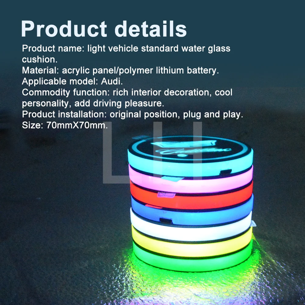 

Pair LED Cup Coasters Slot Pad R Design Protective Mat for VW for BMW for OPEL Accessories Car Styling
