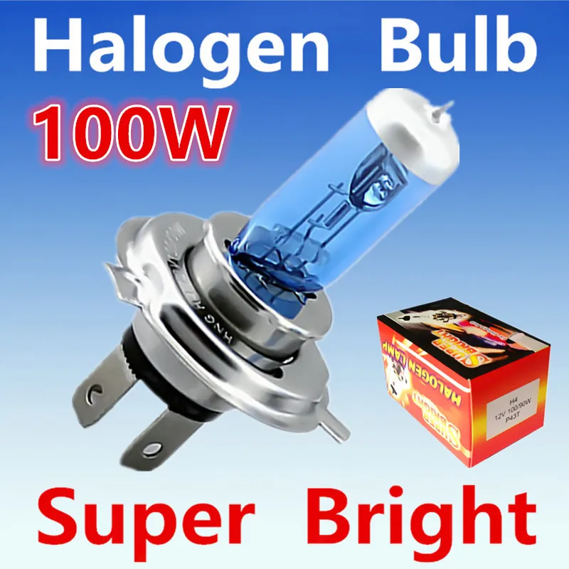 2pcs H4 100W Super Bright White Yellow Fog Halogen Bulb 100W Car Head Light Lamp h4 100W car styling car light source parking 