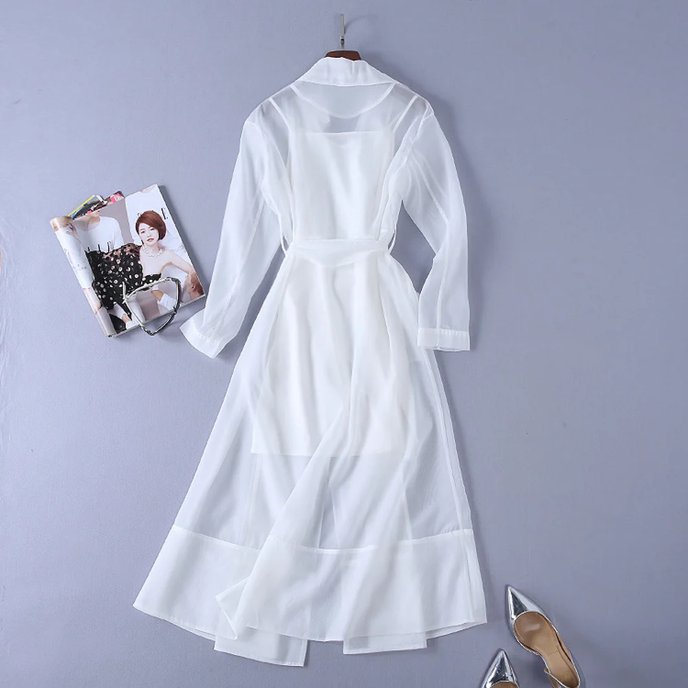 Robe Bretelles Spaghetti Trench Plume Cadeau Cami vent white Pardessus D'autruche Réel Lxunyi coat Coupe Light Femmes Nouveau Blue Mince Transparent Ceintures 46O1vqx7