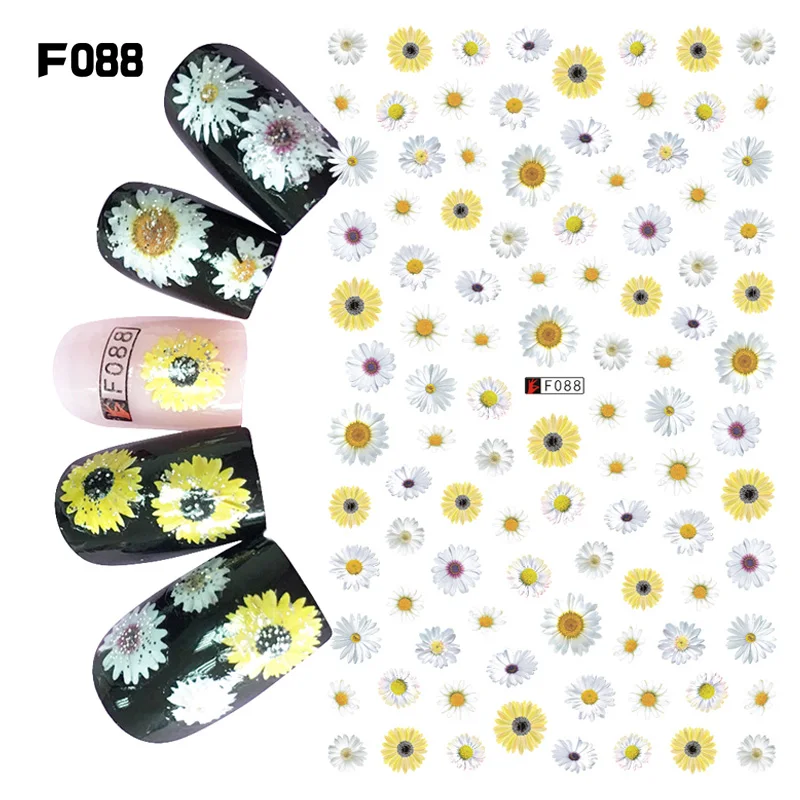WYUEN Design Flower Stickers for Nails Daisy Henna Sticker 3D