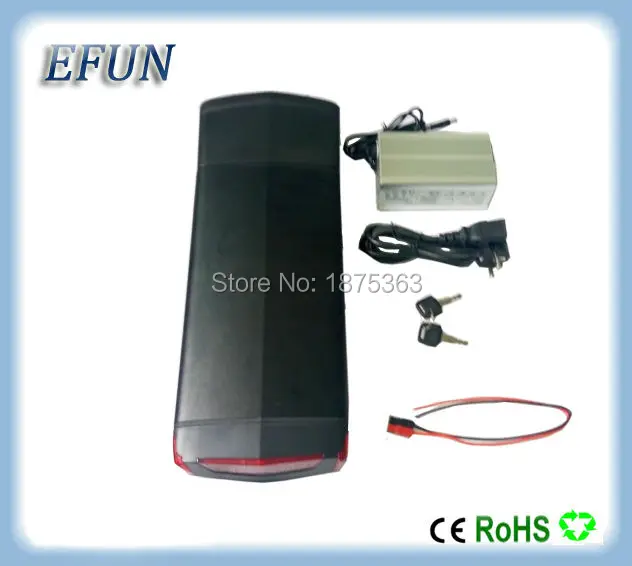 

Free shipping rear rack ebike battery Li-ion 48V 13Ah with back light for fat tire ebike compitable with Bafang BBSHD motor