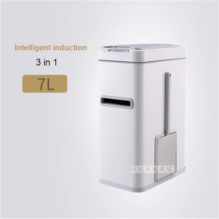 3-в-1 интеллигентая(ый) индукционный мусорный бак бытовой Кухня Ванная комната мусорный бак Нержавеющая сталь Автоматическая корзина для мусора 7L 110 V-220 V