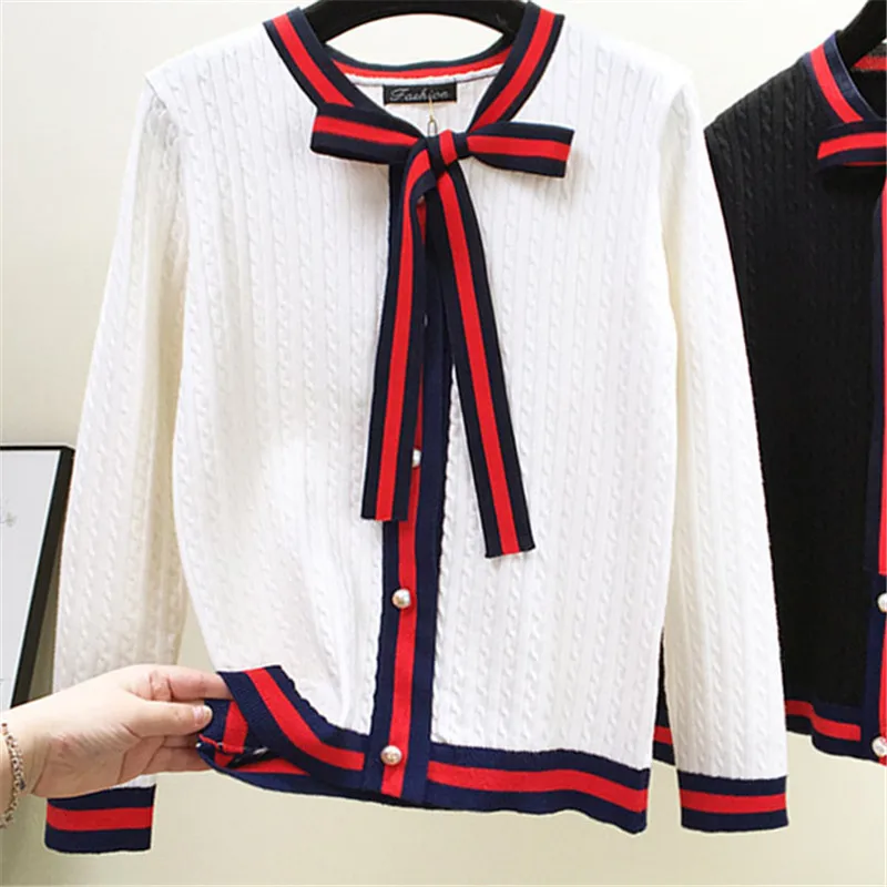 2019 Autumn New Women Knit Cardigan Fashion Bow Tie Long Sleeve Female Knitwear Pearl Single-Breasted Slim Knitted Sweater Lj340 2019 Autumn New Women Knit Cardigan Fashion Bow Tie Long Sleeve Female Knitwear Pearl Single-Breasted Slim Knitted Sweater Lj340