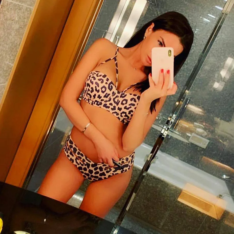 

Sexy Leopard Push up Bikinis 2019 Summer Swimwear Women Bathing Suit Swimsuit Female Siwmming for Women Sexy Thong Bikinis Set
