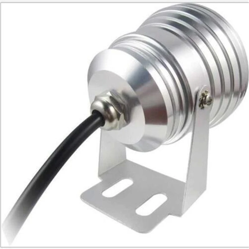 LED 수중 조명 10W 12V DC 투광등 블랙/실버 쉘 1000LM 방수 IP67 분수 풀 램프