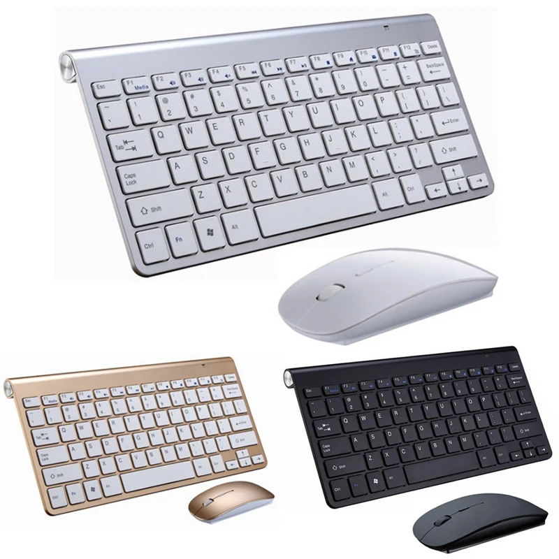 

2.4G Multimedia Wireless Keyboard For Laptop PC Mac Desktop Computer Mini Portable Ergonomic Mouse Keyboard Combo Set USB