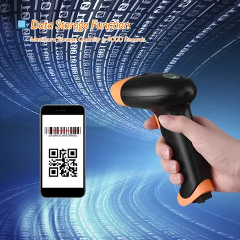 

Aibecy Handheld Barcode Scanner Wired/ Wireless Double Connection Mode for Scanning 1D 2D QR Bar Code Office Electronic Supplies