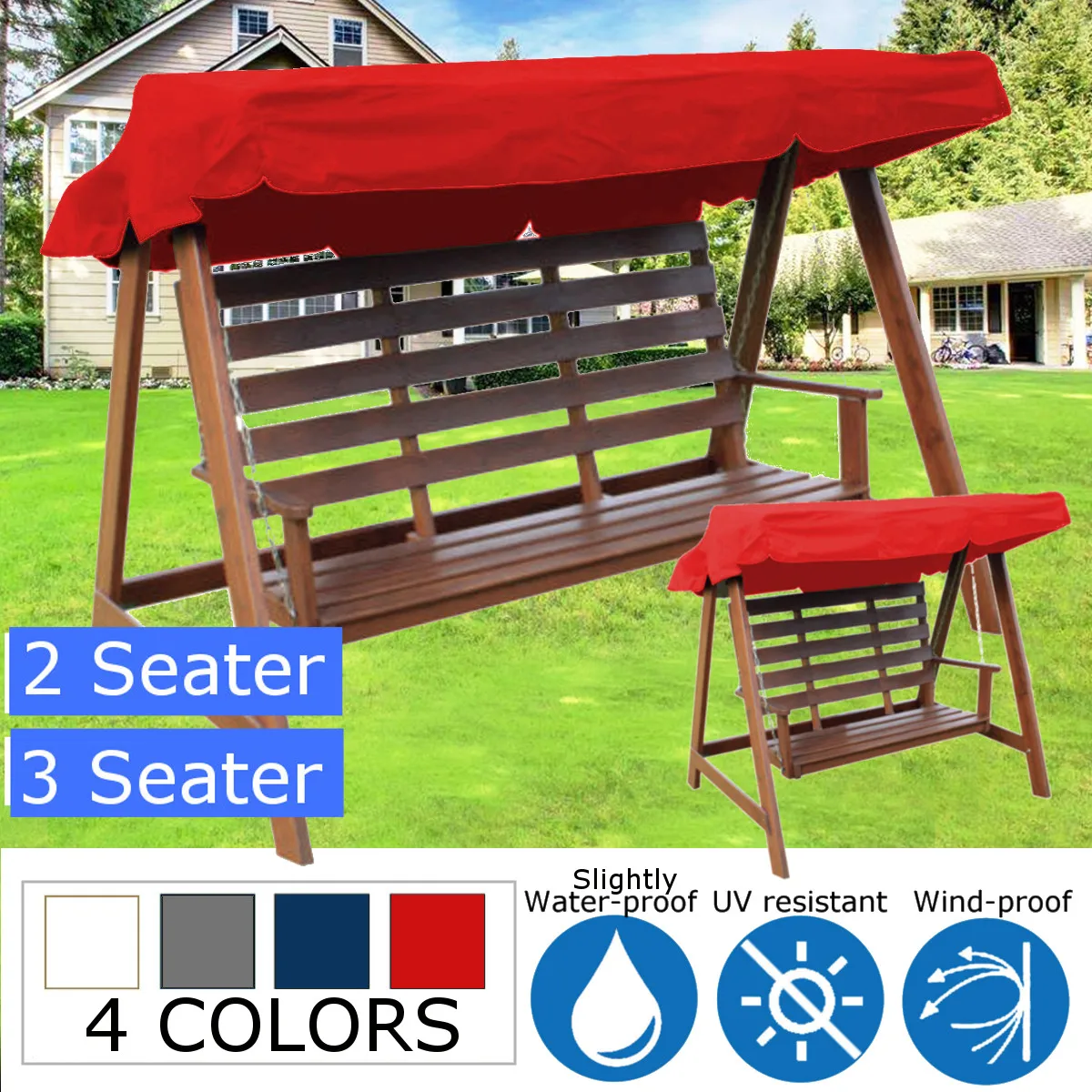 

2/3 Seaters Four Color Replacement Outdoor Indoor Courtyard Garden Hammock Tent Swing Cover For Garden Swing Chair Canopy Cover