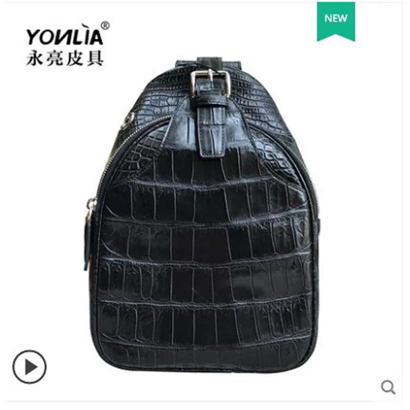 

yongliang The new Crocodile skin man chest bag simple Crocodile leather back satchel bag versatile single shoulder bag