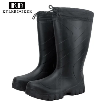 

New Winter Mens Mid Calf Rubber Rain boots fishing hunting wear boots waterproof outdoor Waders Rain Boot fish shoe