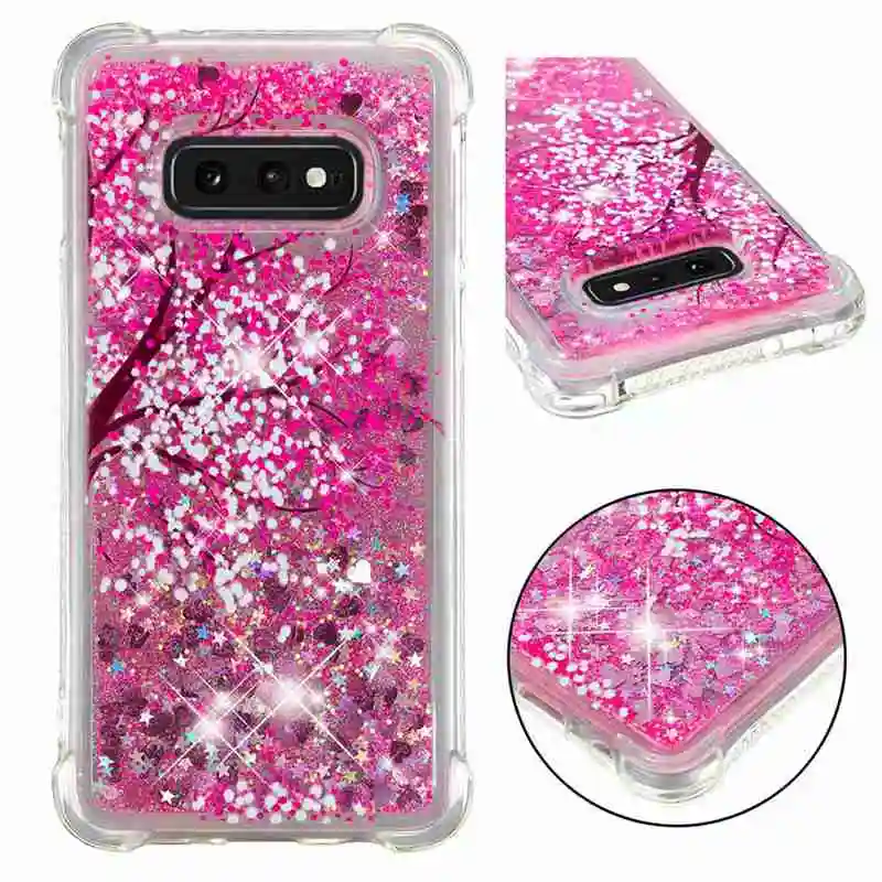 Phone Case For Samsung Galaxy S10 Lite Plus Glitter Shine Shockproof Quicksand Flower Back Cover Lovely S10e TPU Soft |