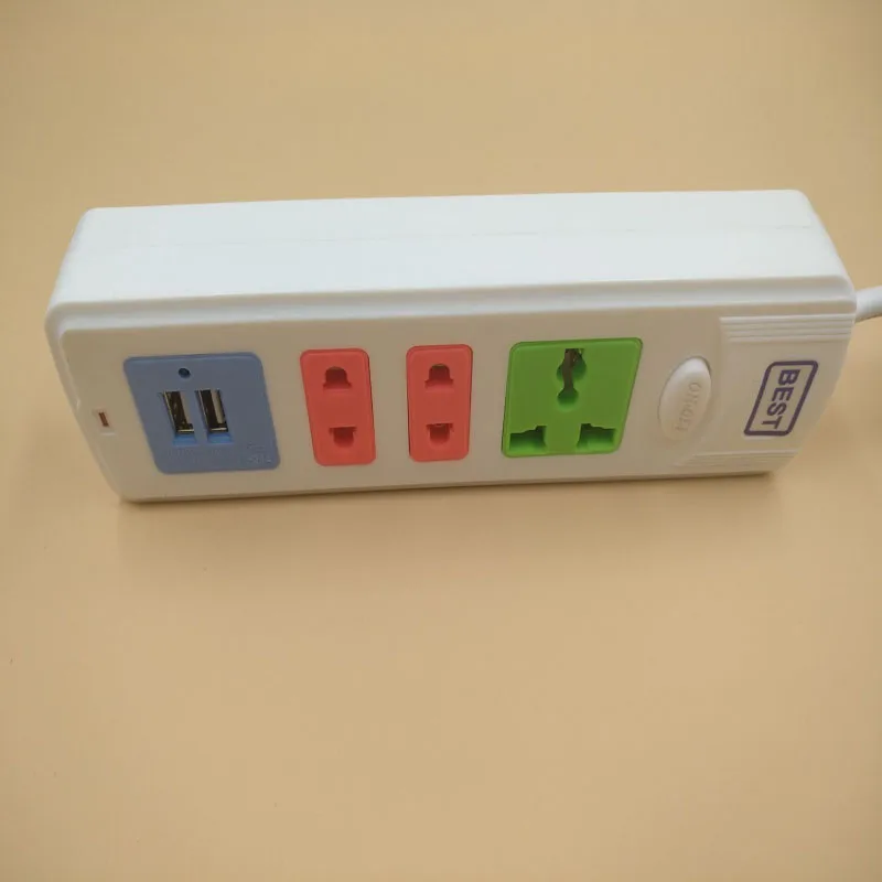ЕС Мощность пропилен каучука прокладки с 2USB Портативный расширение гнезда