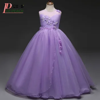 

DE PEACH 4-14Years Girls Dress For Wedding Party Birthday Kids Formal Dresses Flower Lace Tutu Princess Vestido Children Clothes