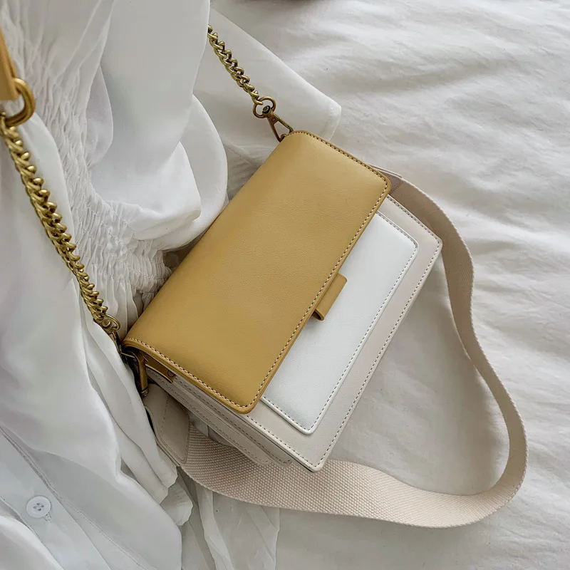 الإناث جلدية Crossbody حقائب للنساء جديد 2019 سفر حقائب سلسلة أزياء بسيطة حقائب كتف متنقلة السيدات صغيرة اللوحات