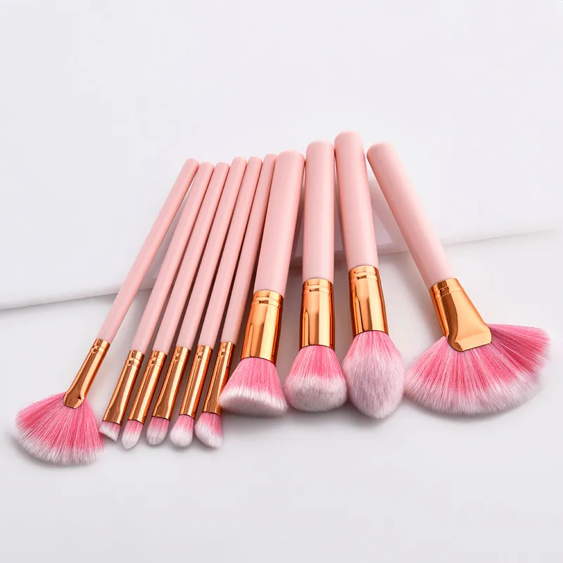 

BIOAQUA Brand 4/10pcs Professional Makeup Brushes Set Soft Fiber Foundation Powder Brush Cosmetics Tools Pink Fan Make Up Brush