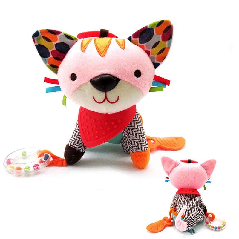 baby rattles 0-2years hanging toys for newborn boy girl infant toddler rattle bibi teether mirror grip ring cat elephant Fox