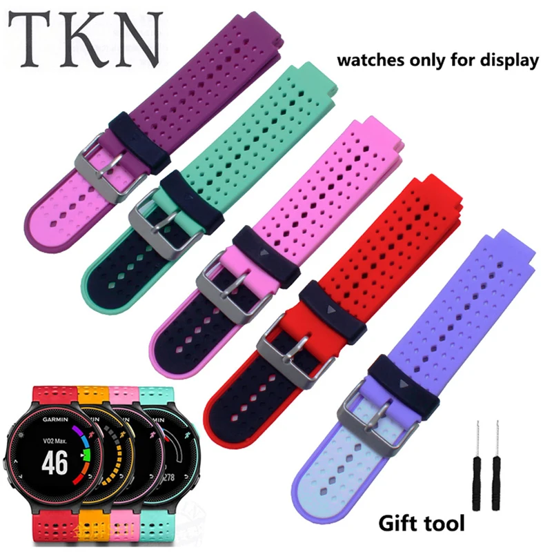 

TKN Convex interface silicone strap 22*15mm color rubber watch band replacement belt for Garmin forerunner 220/230/235/620/630