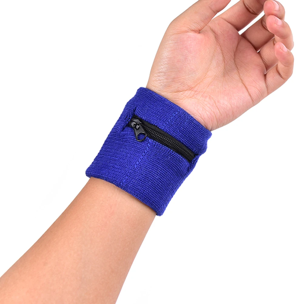 1PCS Zipper Sport Wristband Gym Fitness Wrist Support Straps Wraps Running Badminton Sweatband Wrist Arm Band With Pocket Random