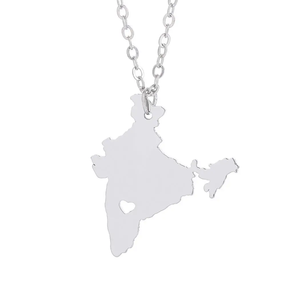 

mrwonder Fashionable Delicate Stainless Steel Hollow-out Love Shape India Map Necklace