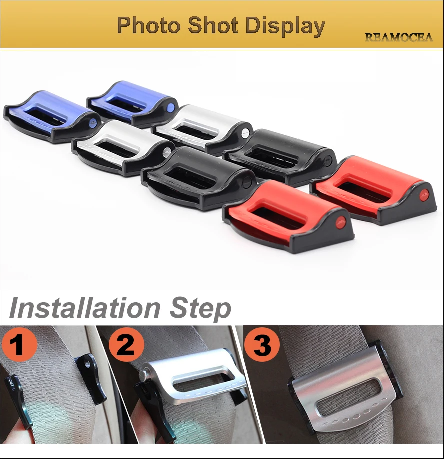 Reamocea 1Pair Universal Car Seat Belts Clips Safety Adjustable Auto Stopper Buckle Clip For Automobiles Car Accessories (12)