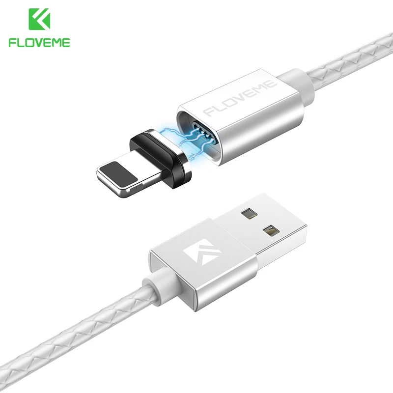 FLOVEME Магнитный кабель для iPhone X Xs Max 3A быстро Зарядное устройство USB C кабель Type C Micro USB для Android Магнит зарядки кабели для передачи данных магнитная зарядка зарядка для айфона магнитный кабель - Цвет: White