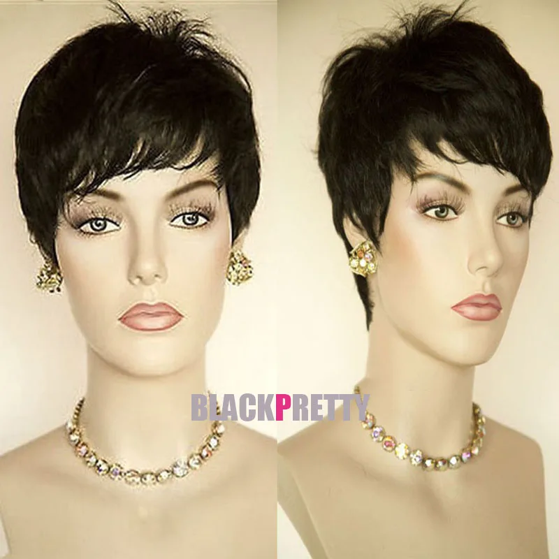 Rihanna Peinado Corte Pixie Peluca Negro Corto Pelucas Para Las Mujeres Negras Pelucas Cortas Negro A Prueba De Calor Sintetica Peluca Negro Short Pixie Cut Wigs Wigs For Blacksblack Wig Aliexpress