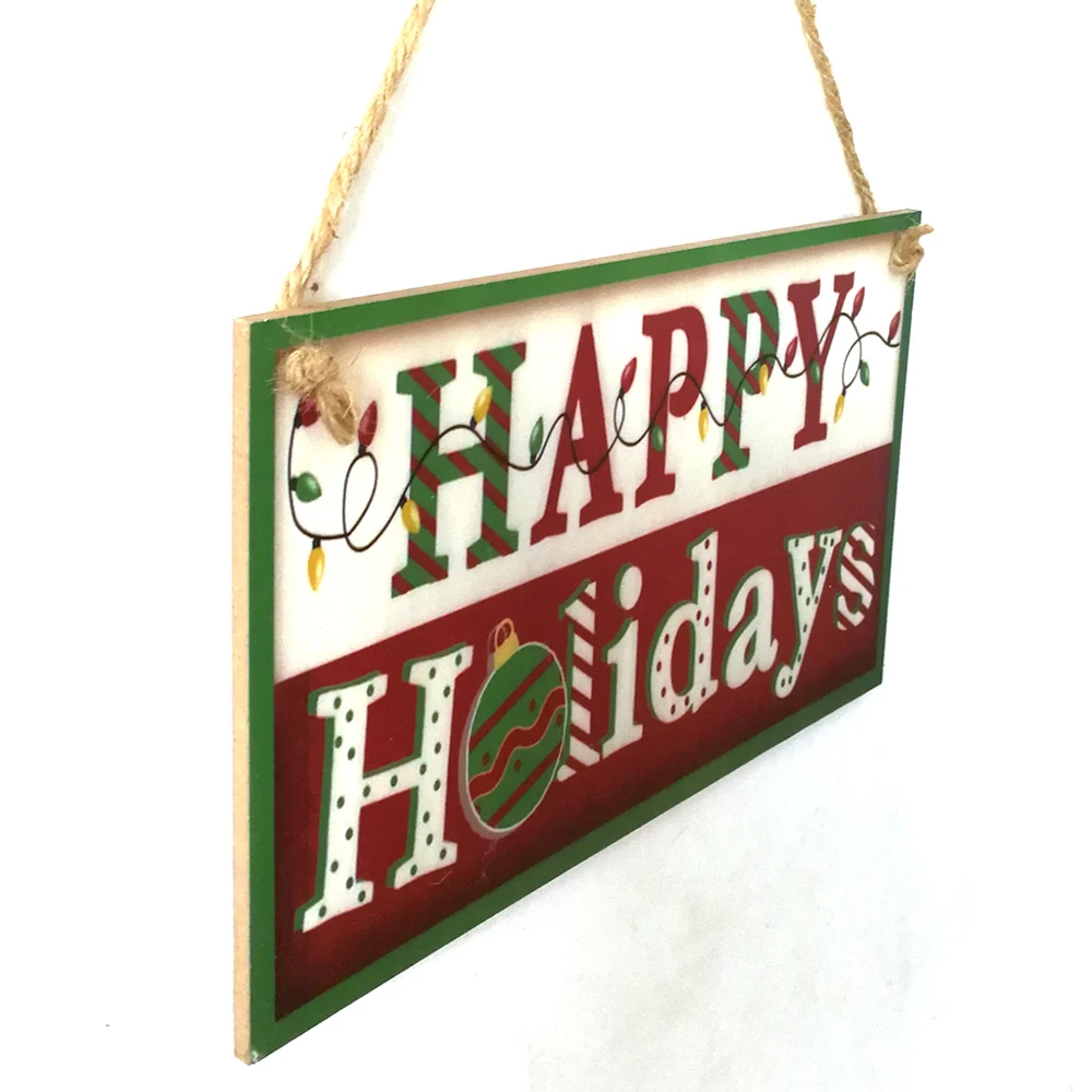 Деревянный настенный знак на дверь счастливый праздник Рождество баннер декоративные Висячие деревянные плиты двери висячие доски