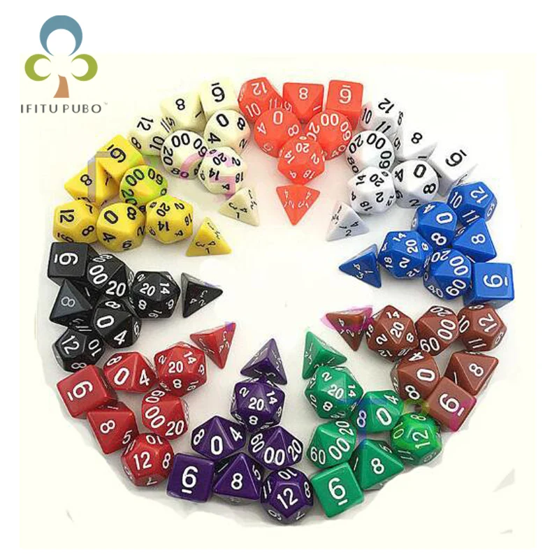 

7pc/lot dice set Multi-Sided Dice with marble effect d4 d6 d8 d10 d10 d12 d20 DUNGEON and DRAGONS rpg dice Board game GYH