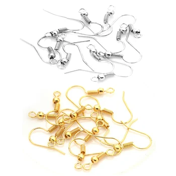 

200pcs Silver Gold Earring Hook Earring Fish Hooks Earrring Wire Hook For DIY Earring Jewelry 18x19mm